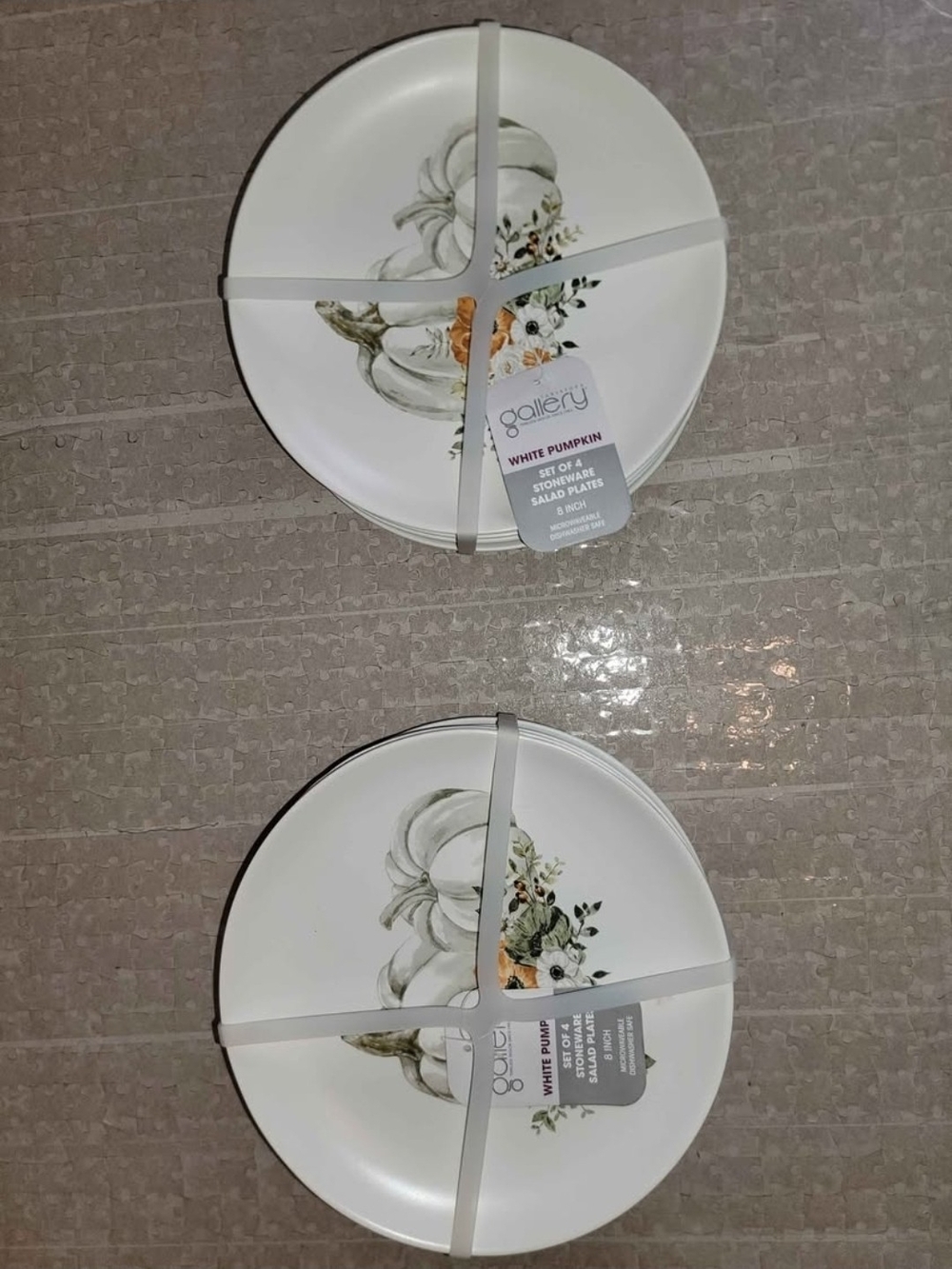 Gallery White Pumpkin Stoneware Salad Plates - Set of 8 (Botanical Accent)